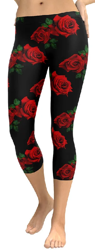 Red Roses Capris Polished Women's Silk