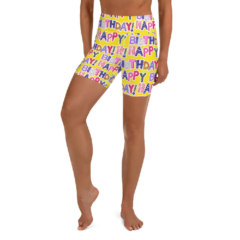 Colorful Birthday Yoga Shorts Traditional Women's Wool