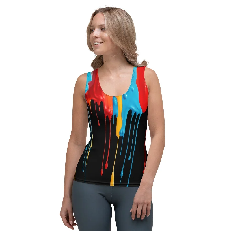 Dripping Color Tank Top Classic Women's Tweed