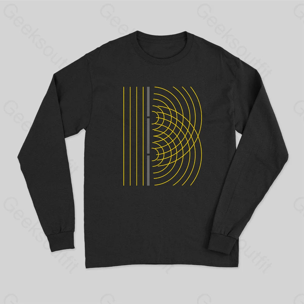 Double Slit Light Wave Particle Science Experiment Long Sleeve T-Shirt Cozy Women's Sherpa - lined
