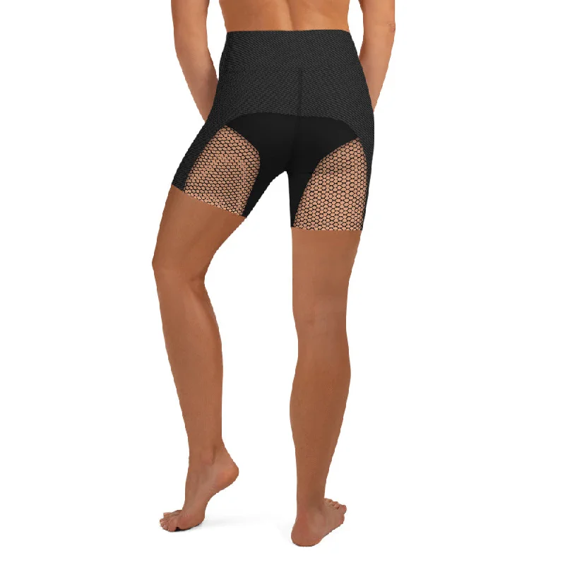 Pin Up Mesh Print Yoga Shorts Gym