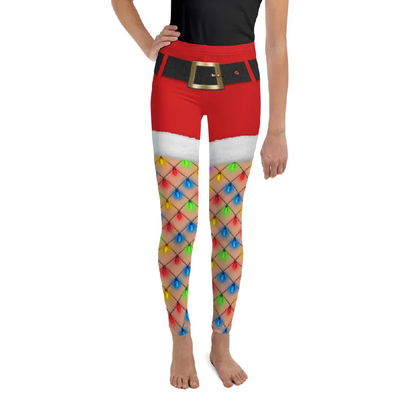 Christmas Lights Shorts Youth Leggings Confident Women's Power