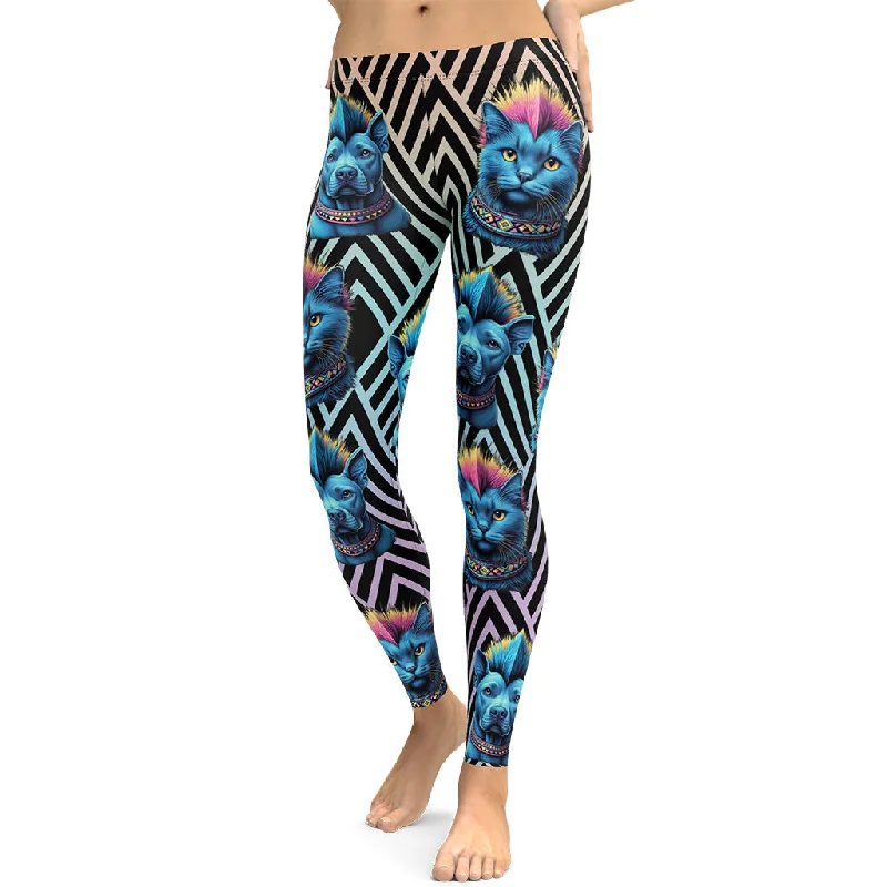 Mohawk Cats & Dogs Leggings Cozy Women's Winter