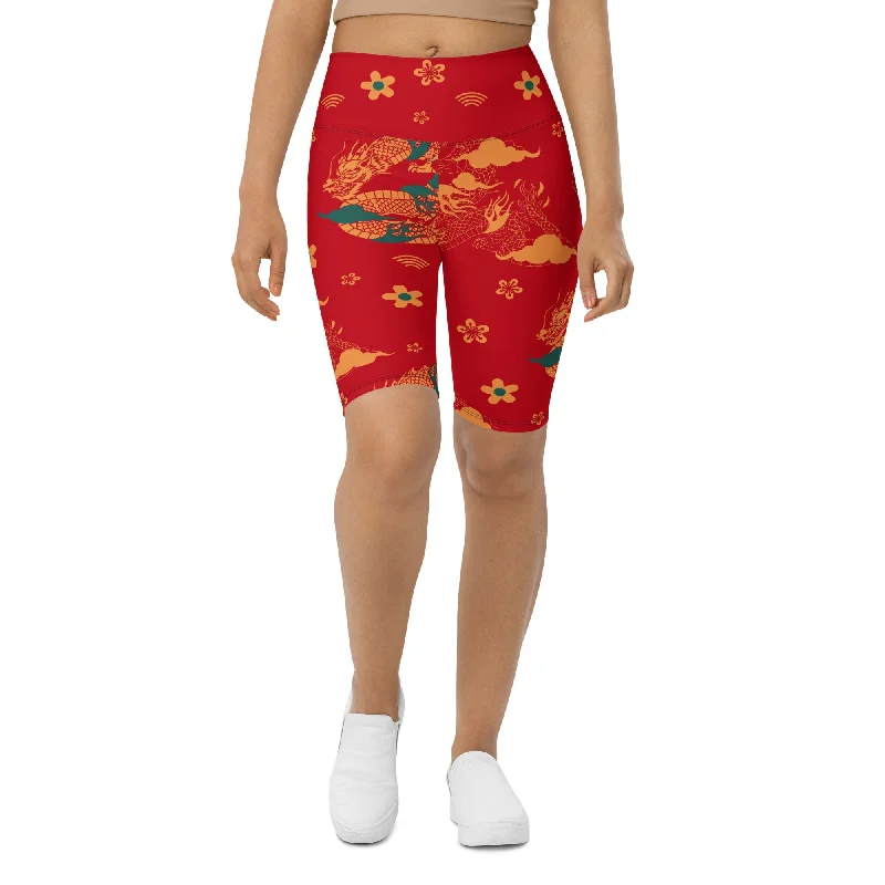 Chinese Dragon Biker Shorts Bold Women's Animal Print