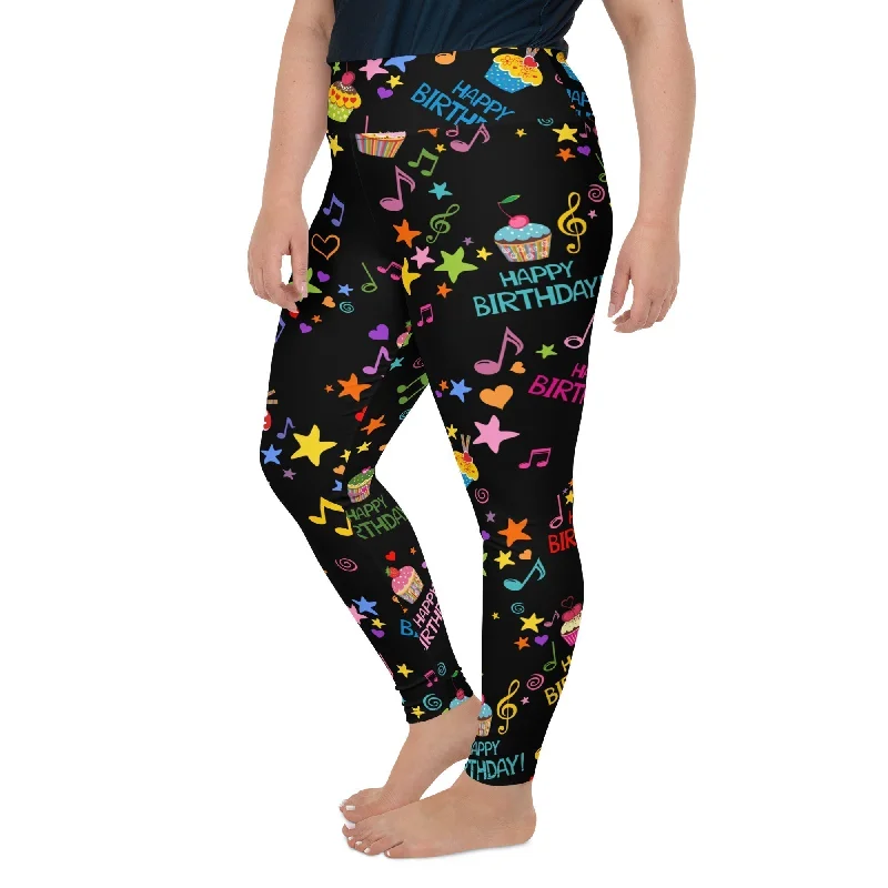 Happy Birthday Plus Size Leggings Relaxed Women's Beachy