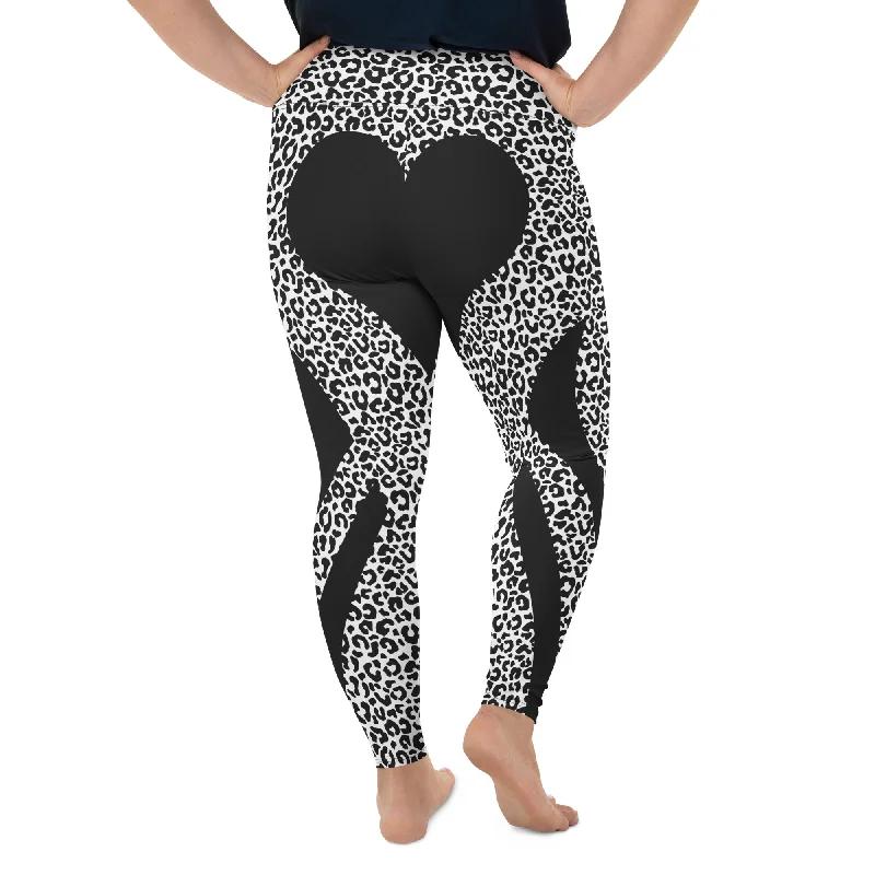 Leopard Heart Shaped Plus Size Leggings Country