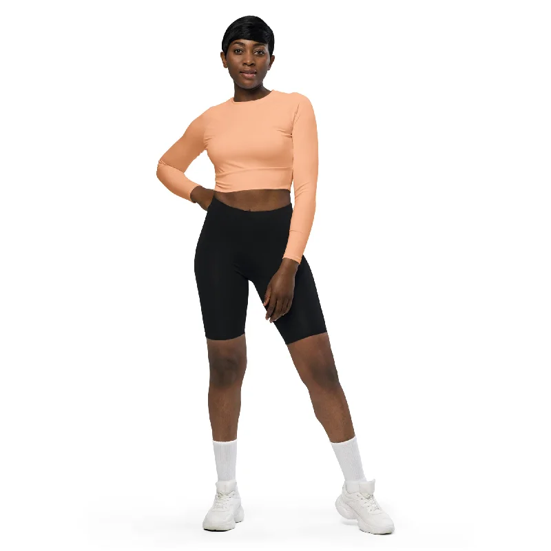 Peach Fuzz Recycled Long-sleeve Crop Top Bold Women's Animal Print