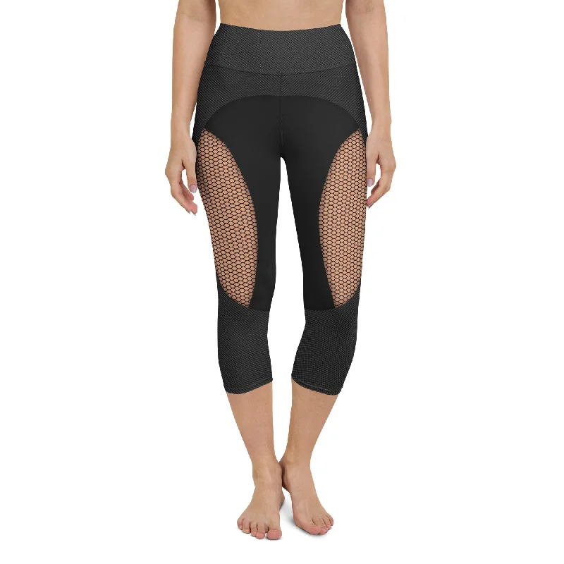Pin Up Mesh Print Yoga Capris Edgy Women's Punk