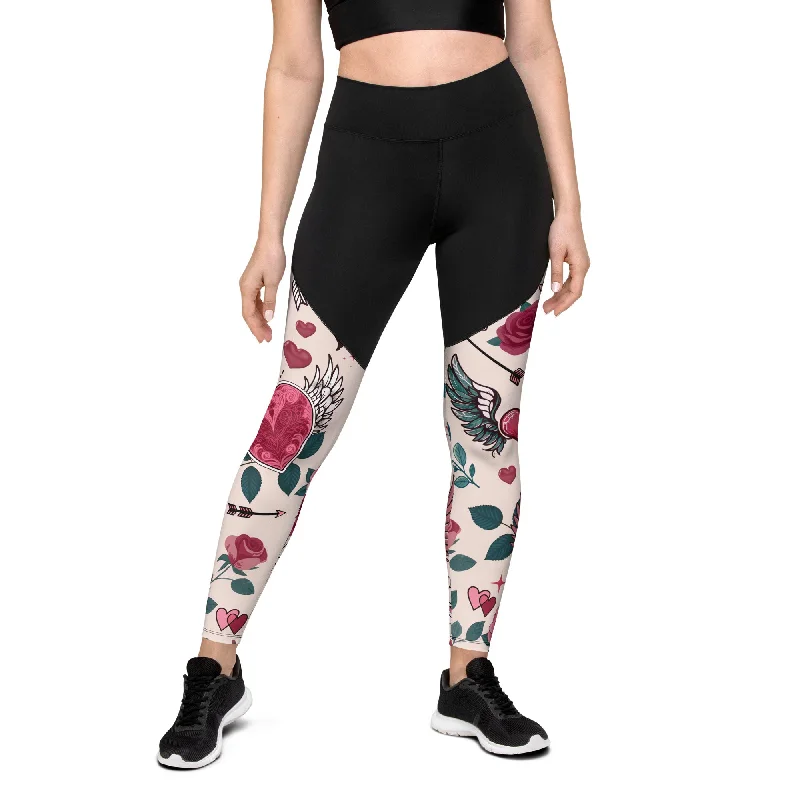 Cute Valentine Compression Leggings Sustainable Organic