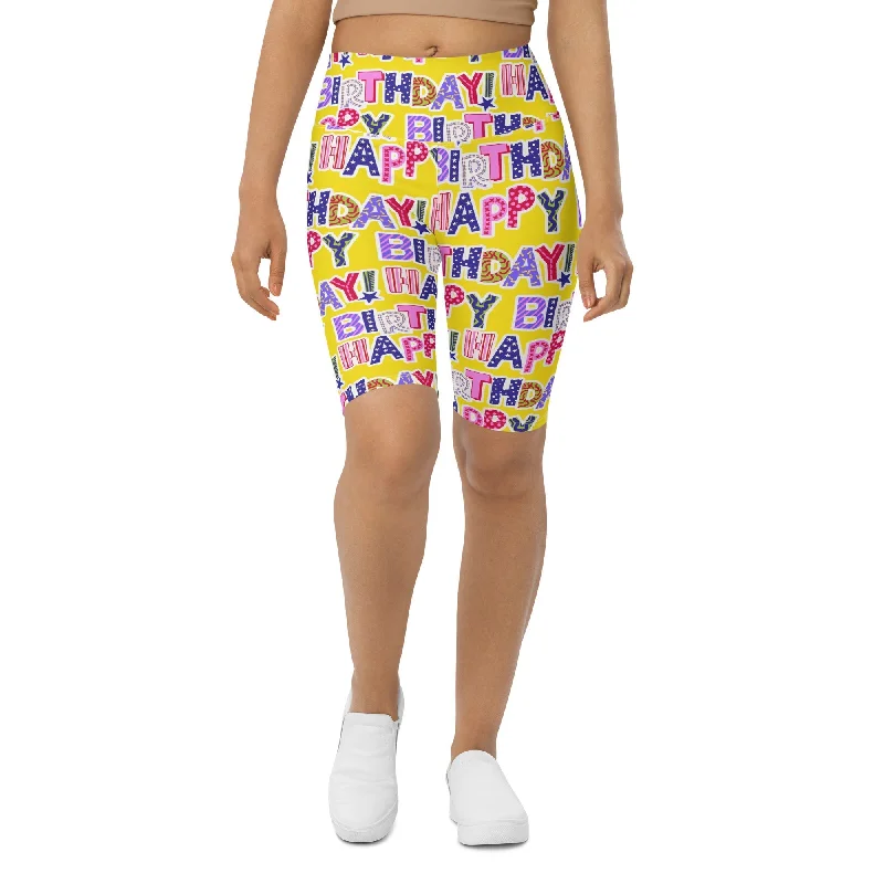 Colorful Birthday Biker Shorts Stylish Women's Neon