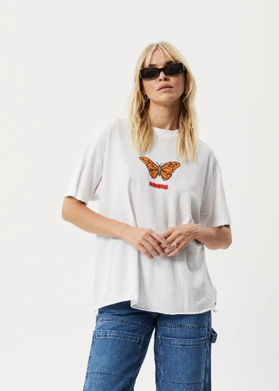 AFENDS Womens Papillon - Oversized T-Shirt - White Cozy Women's Winter