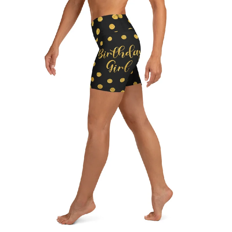 Golden Birthday Girl Yoga Shorts Bohemian Women's Free