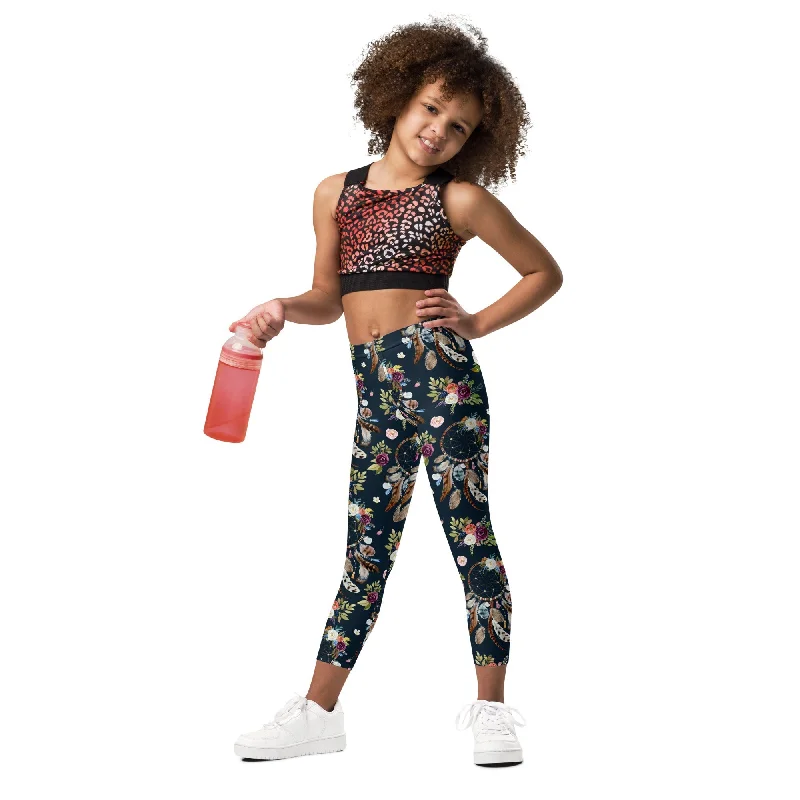 Dream Catcher Kid's Leggings Monochromatic Office Style