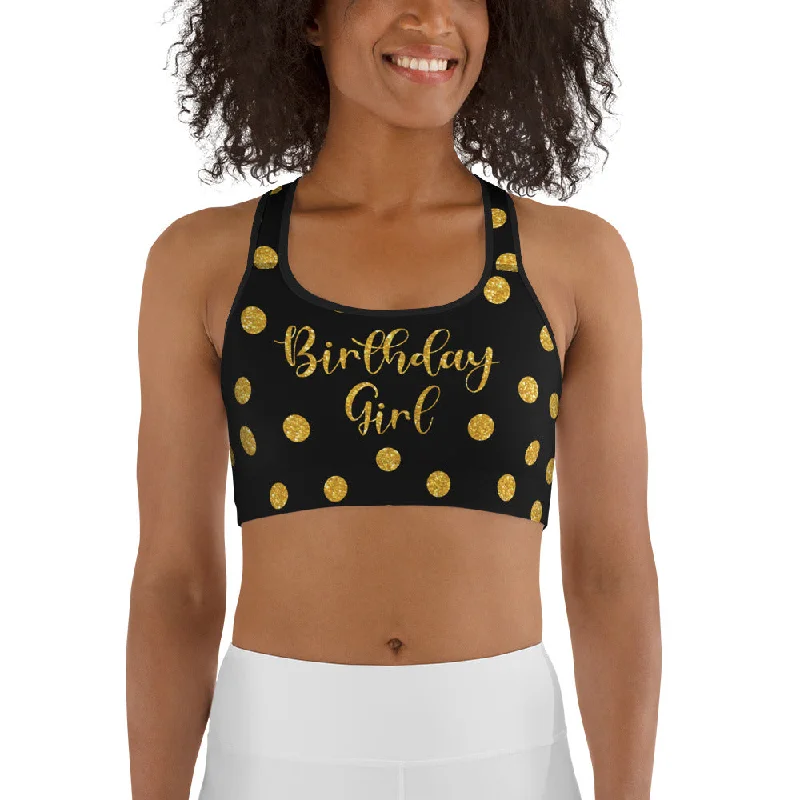 Golden Birthday Girl Sports Bra Sporty Women's Athleisure 