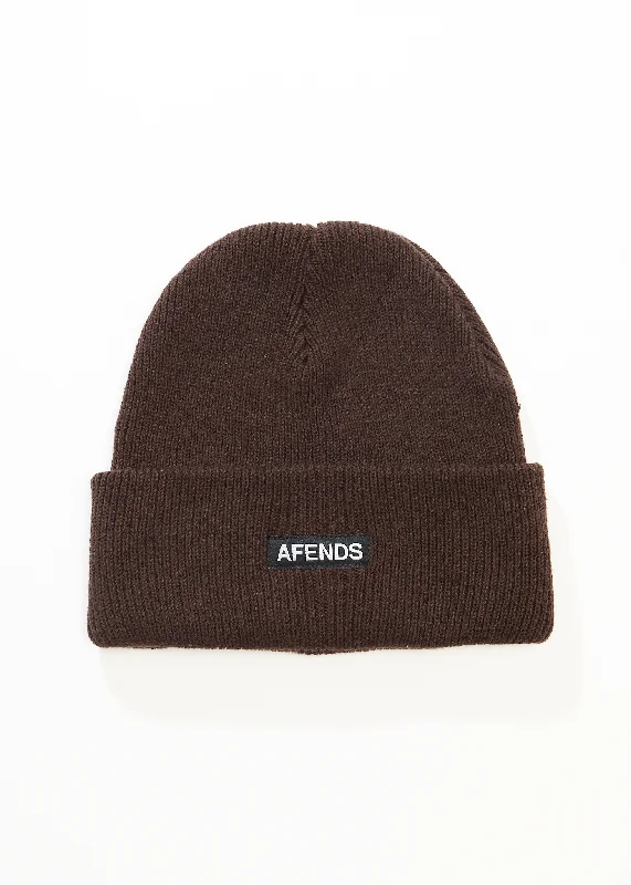 AFENDS Mens Hometown - Beanie - Coffee Youthful Women's Anime - inspired