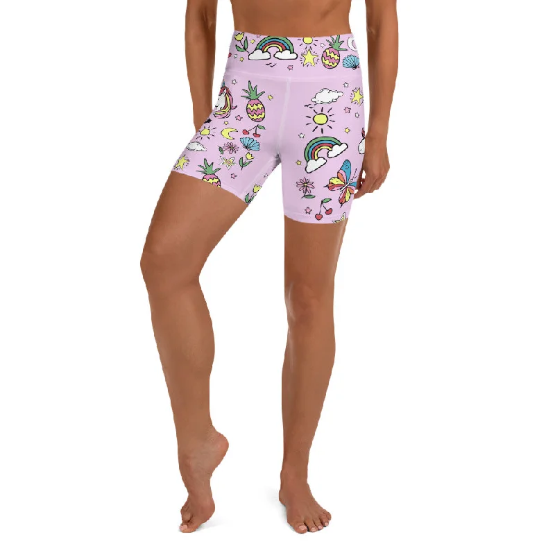 Unicorn Print Yoga Shorts Bold Women's Statement