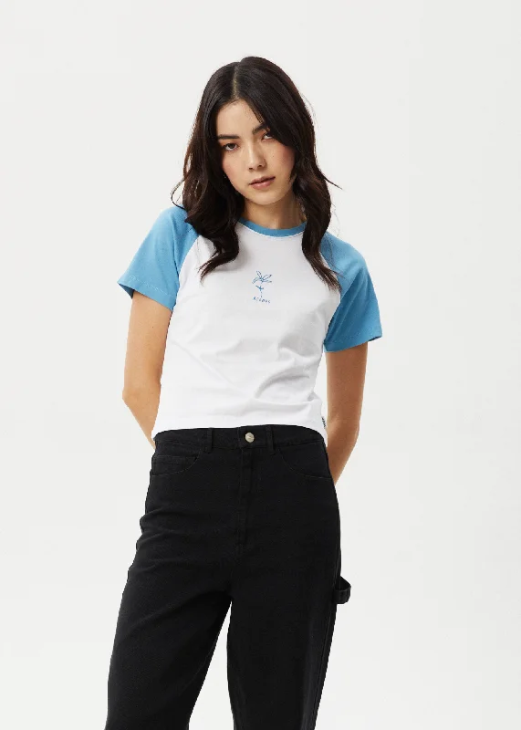 AFENDS Womens Posey Raglan - Baby Tee - Lake Modern Women's 