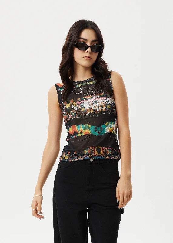 AFENDS Womens Astral - Sheer Tank - Black Confident Women's Power