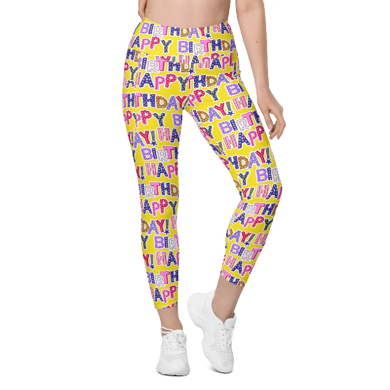 Colorful Birthday Leggings With Pockets Confident Women's High - fashion