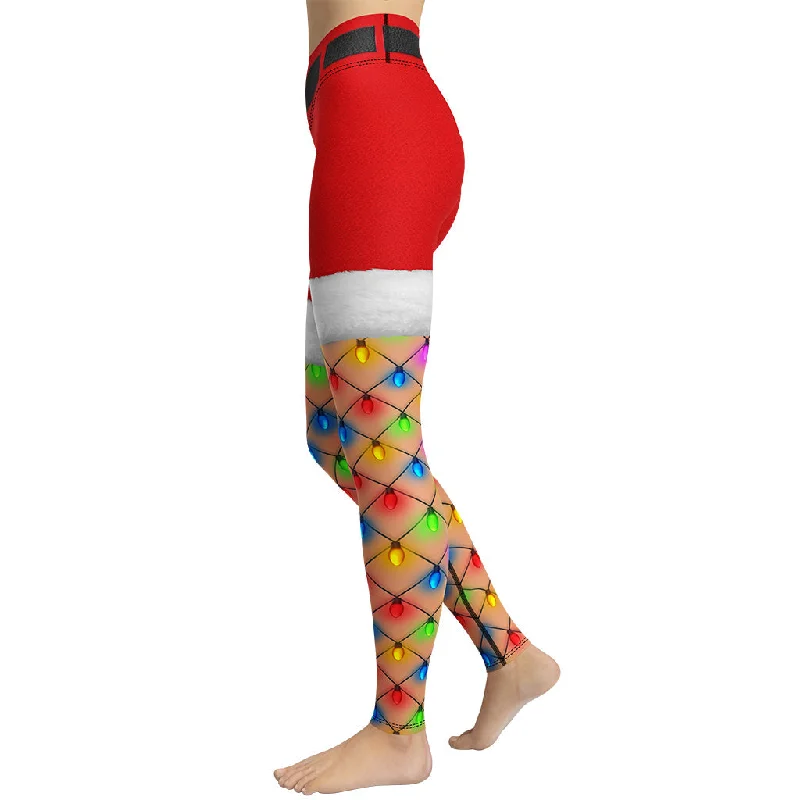 Christmas Lights Shorts Yoga Leggings Classic Women's Tweed