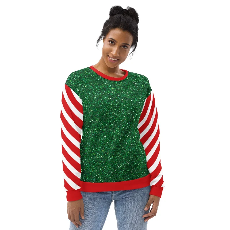 Candy Stripe Christmas Sweatshirt Traditional Women's Wool