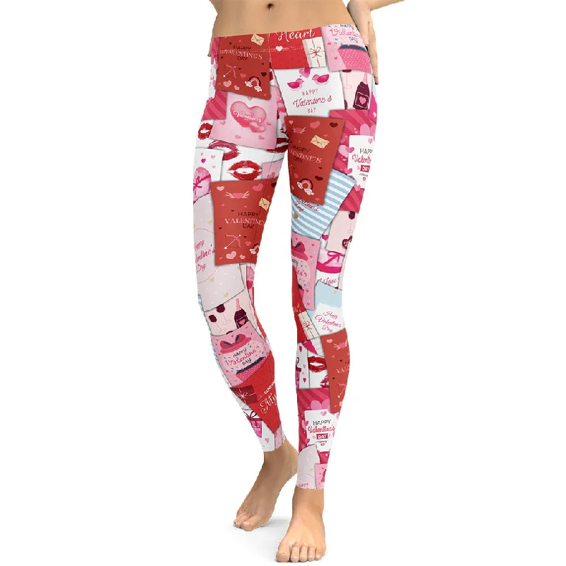 Valentine's Day Cards Leggings Artistic Women's Avant - 