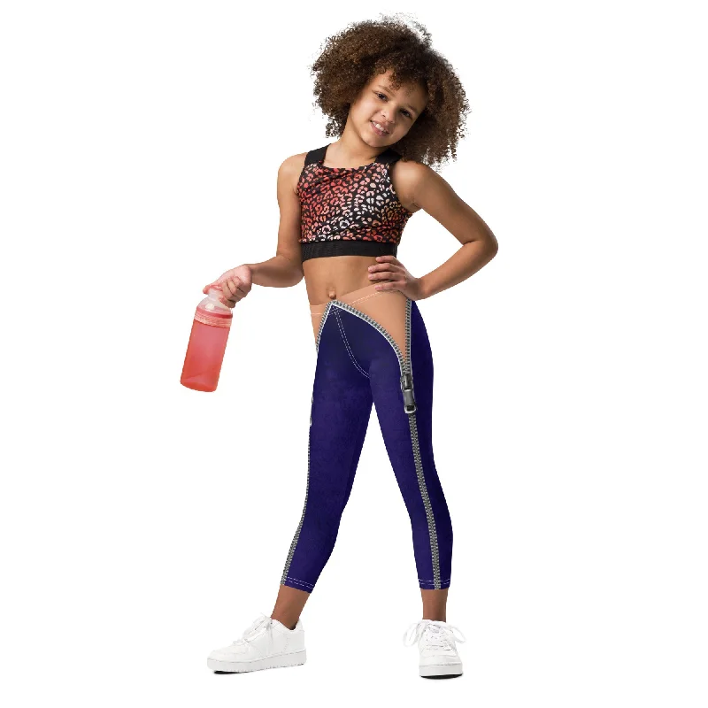 Open Zipper Kid's Leggings Preppy Women's College