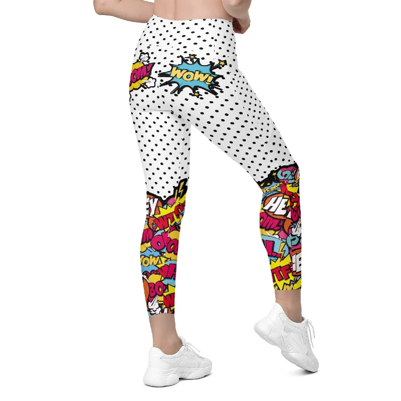 Cutest Pop Art Leggings With Pockets Practical Women's Quick - dry