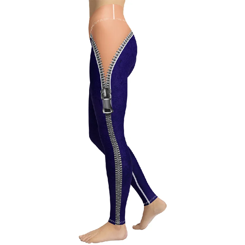Open Zipper Yoga Leggings Vintage Women's 1970S 