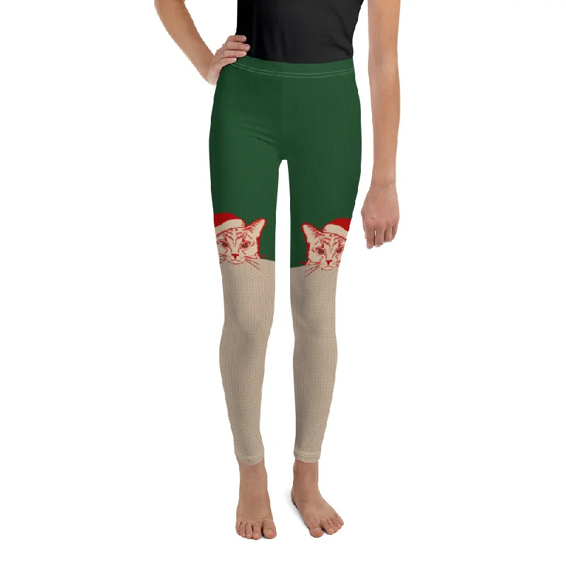 Santa Cat Youth Leggings Refined Women's Hand - crafted