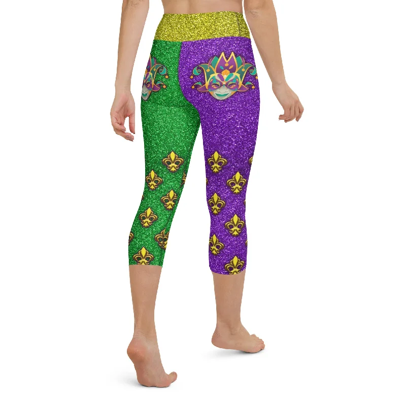 Mardi Gras Mask Yoga Capris Rugged Women's Outdoor 