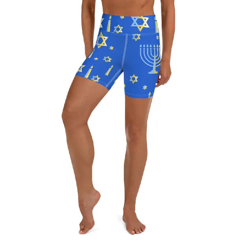 Hanukkah Yoga Shorts Streetwear Style for 