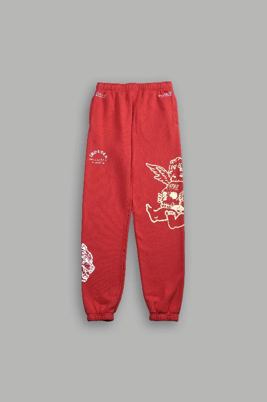 Cherub and the Skull Unisex Post Lounge Sweats in Roman Red Bold Women's Animal Print Cherub and the Skull Unisex Post Lounge Sweats in Roman Red Bold Women's Animal Print