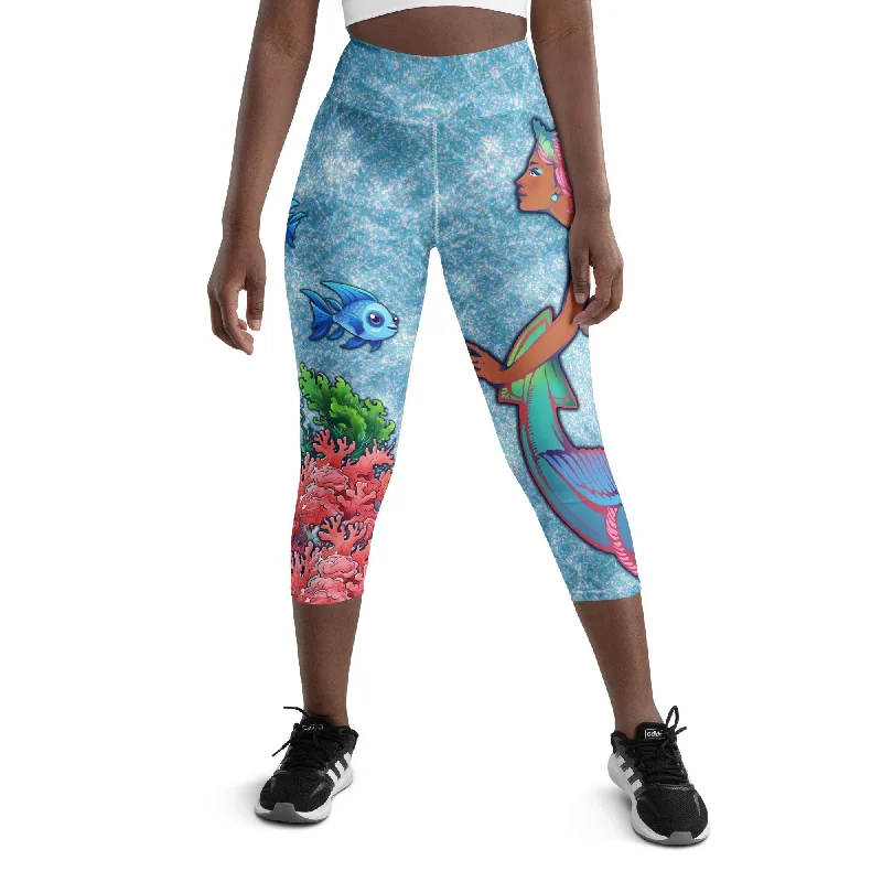 Darker Skin Mermaid Yoga Capris French