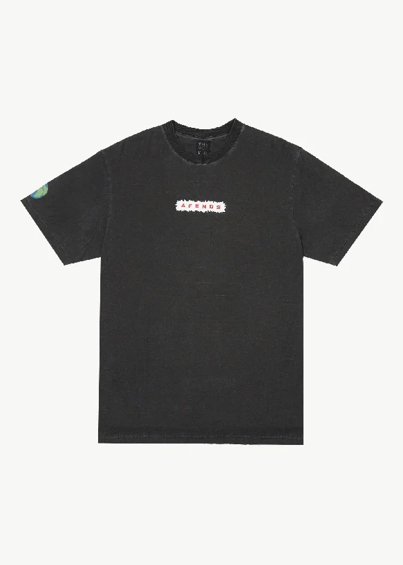 AFENDS Mens For The Planet - Graphic Retro T-Shirt - Stone Black Geometric