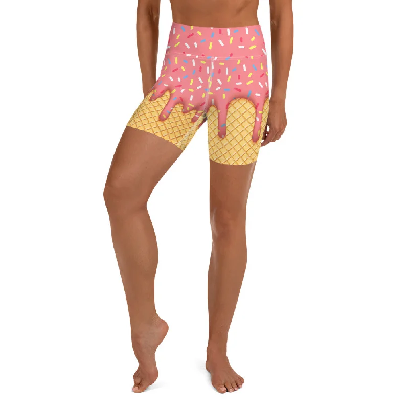 Dripping Ice Cream Yoga Shorts Women