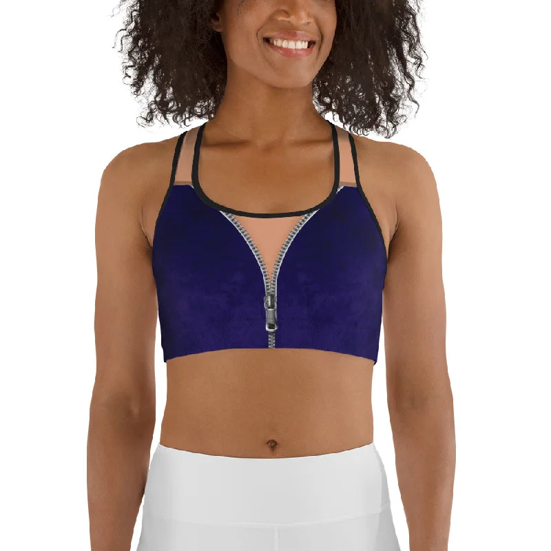 Open Zipper Sports Bra Streetwear Style for 