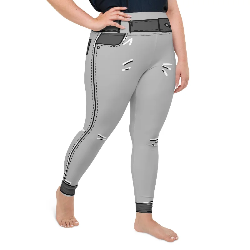 Cartoonized Monochrome Plus Size Leggings Artistic Women's Hand - painted