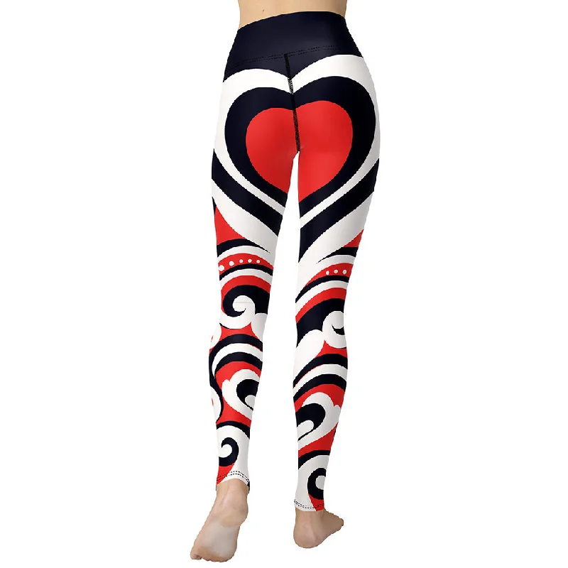 Swirl Heart Shaped Yoga Leggings Sophisticated Women's Tailored