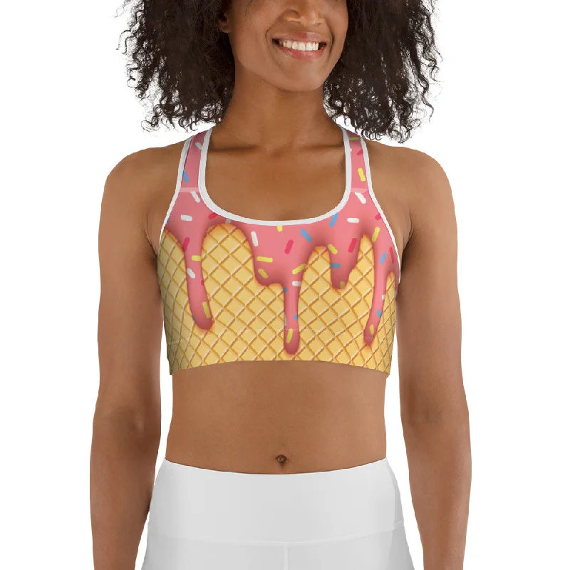Dripping Ice Cream Sports Bra Vintage Women's 1970S 