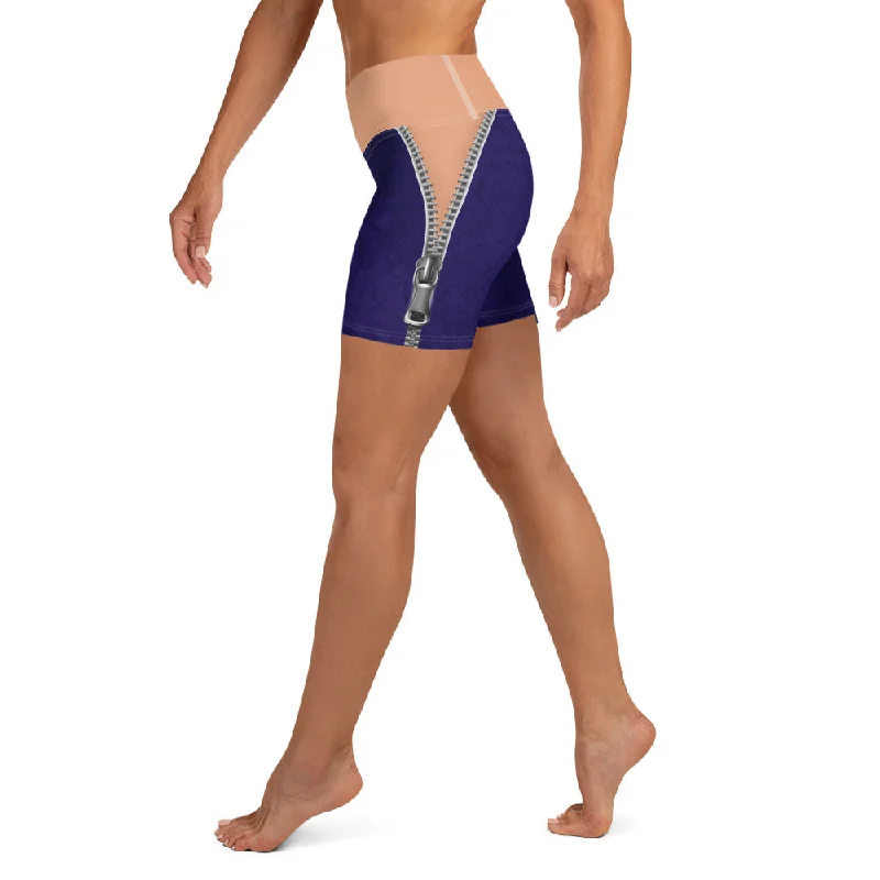 Open Zipper Yoga Shorts Cozy Women's Sherpa - lined