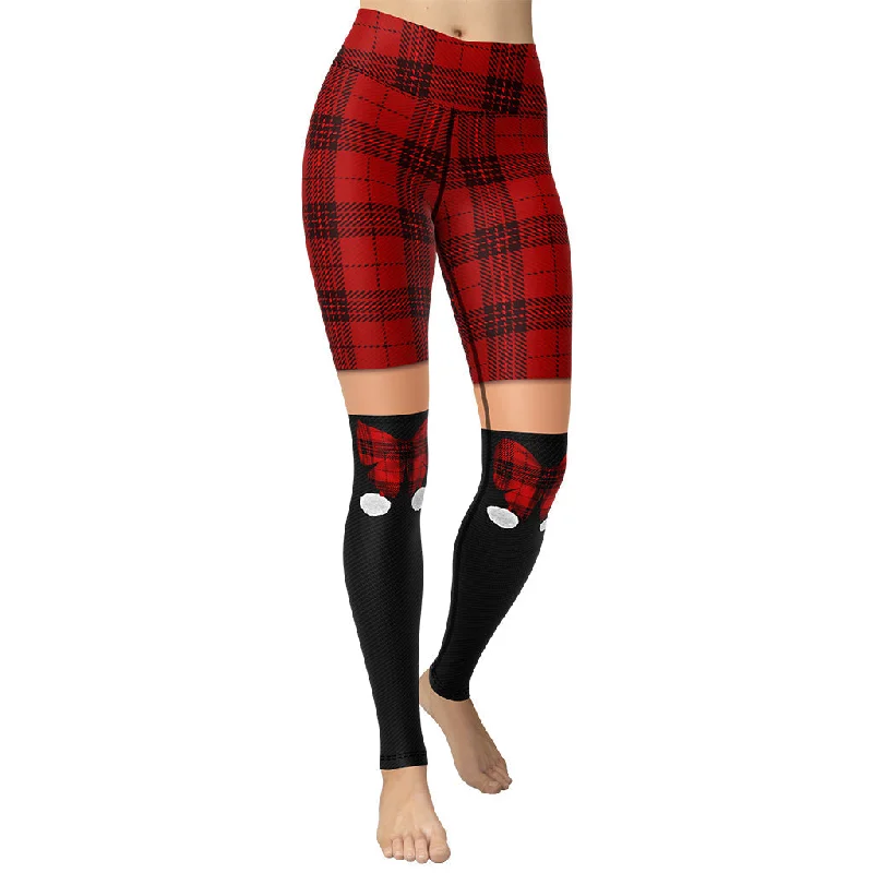 Tartan Shorts Yoga Leggings Cashmere