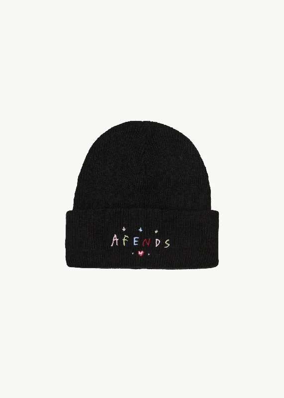AFENDS Womens Funhouse - Knit Beanie - Black Sporty Women's Athleisure 