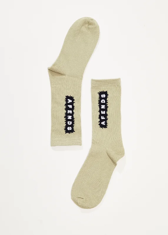AFENDS Mens World - Socks One Pack - Eucalyptus Cozy Women's Sherpa - lined