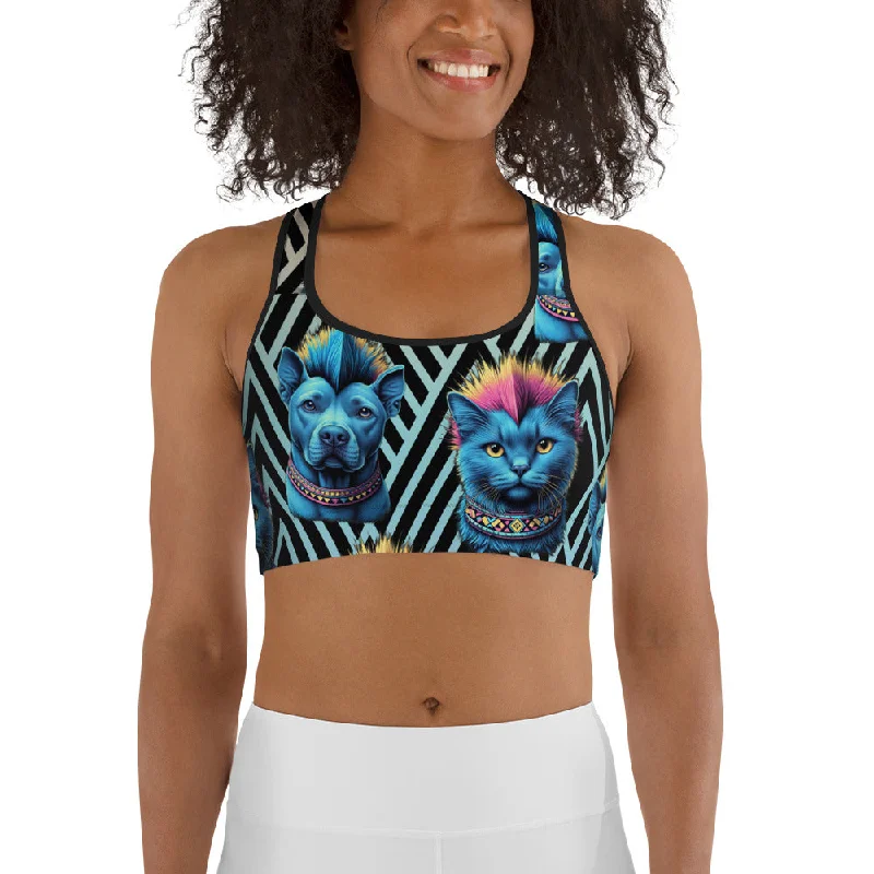 Mohawk Cats & Dogs Sports Bra Hip Women's Urban