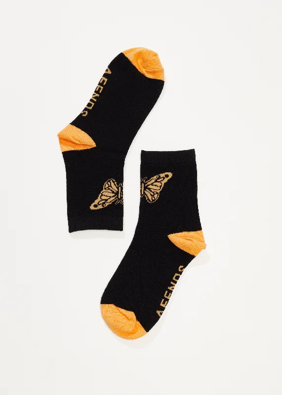 AFENDS Womens Papillon - Socks One Pack - Black Sleek Women's Metallic