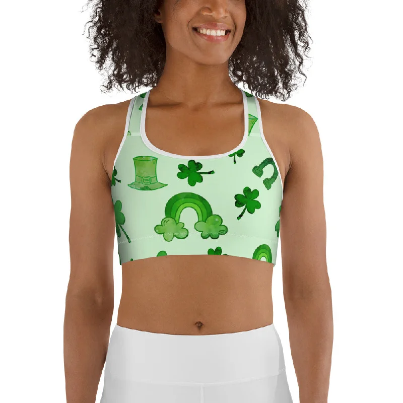 Watercolor St. Patrick's Day Sports Bra British Gentlewoman Style