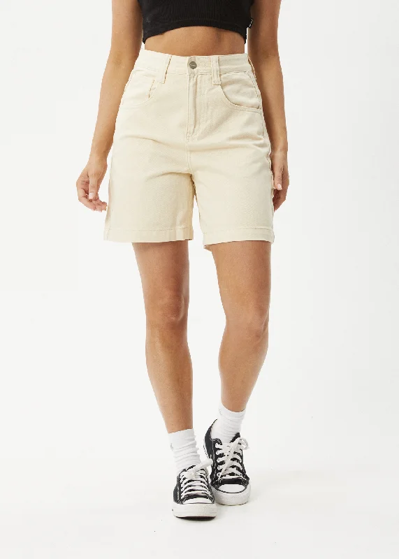AFENDS Womens Emilie - Denim Carpenter Short - Sand Sleek Women's 