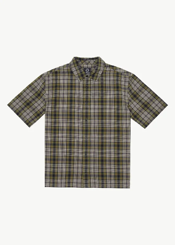 AFENDS Mens Check Out - Short Sleeve Shirt - Military Check Athletic Women's High - 