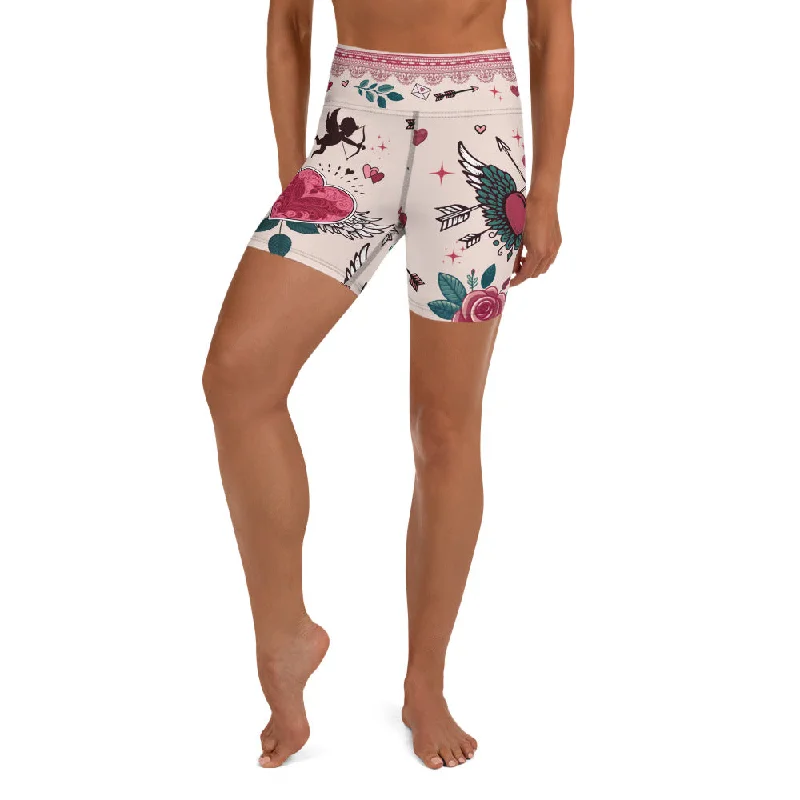 Cute Valentine Yoga Shorts Athletic Women's High - 
